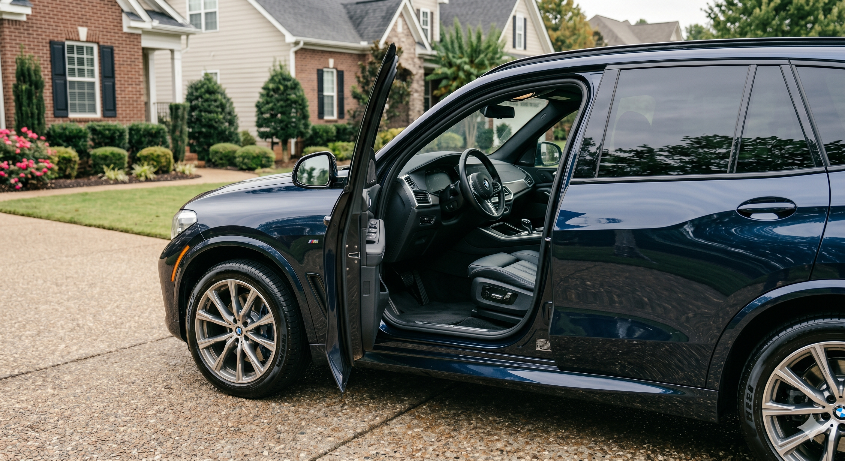 Gleaming clean car after full exterior hand wash and interior detail